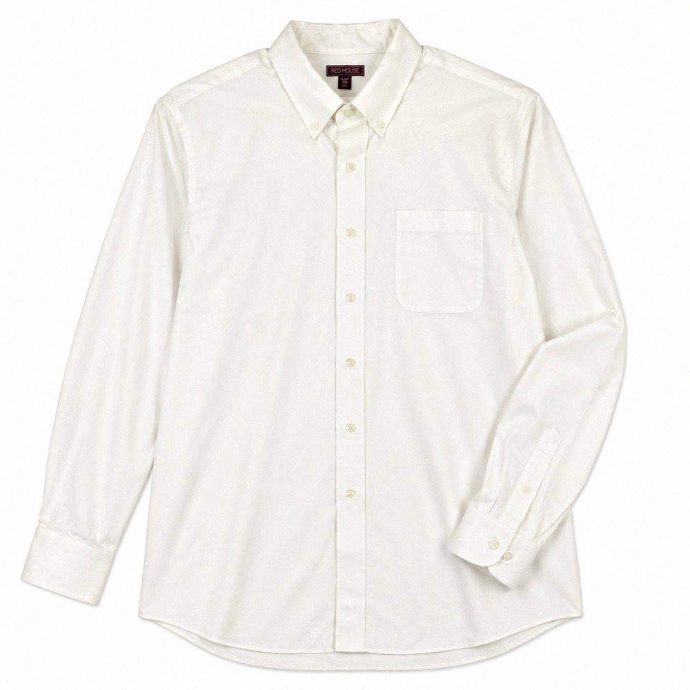 Red House Men's XL White Non-Iron Button Front Dress Shirt Long Sleeve
